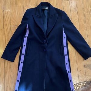 Love Moschino Blue Trench Coat with Purple Accents
